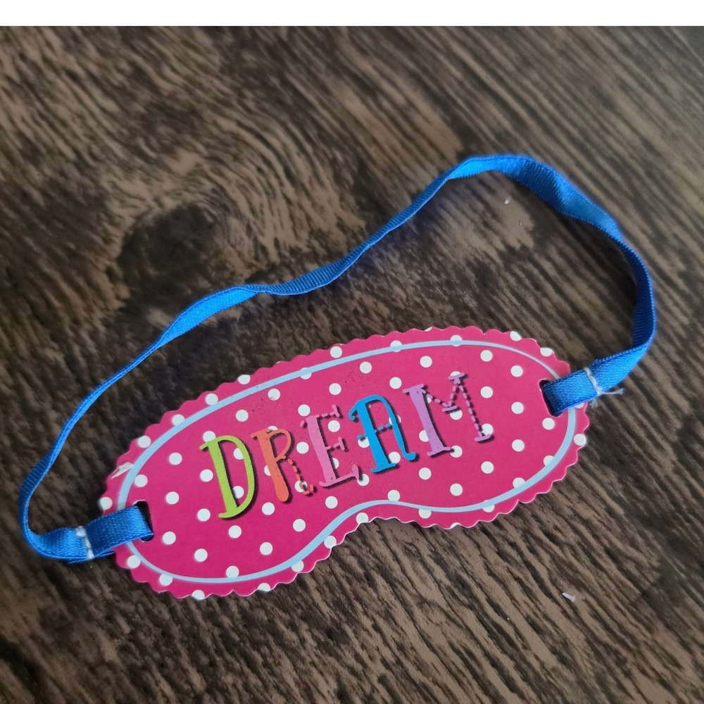 American Girl Slumber Party‎ Invitation Kids Pink Polka Dot Dream Sleep Mask